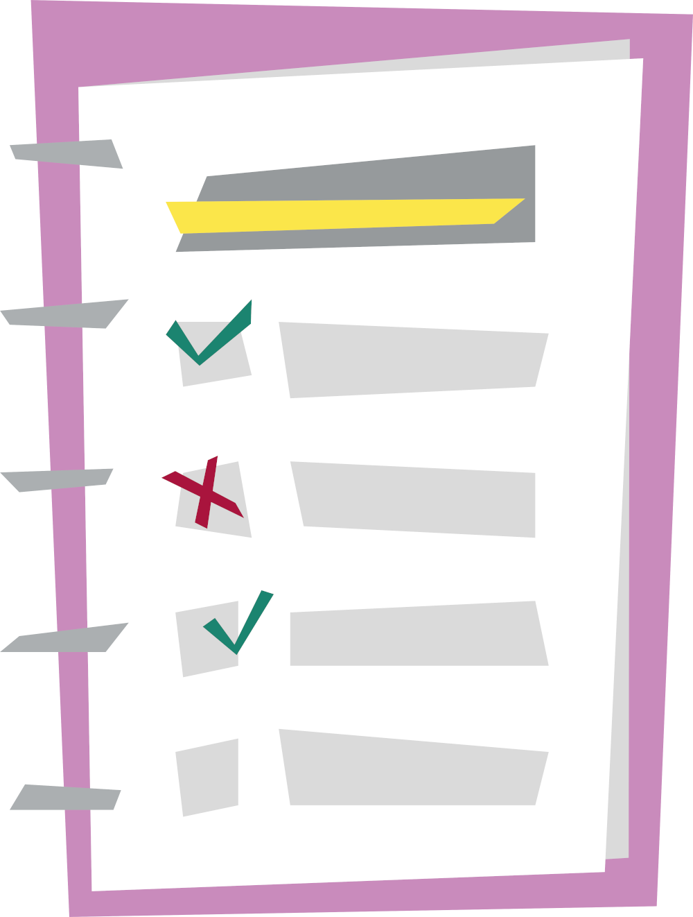 Illustrazione di una checklist di domande e pratiche