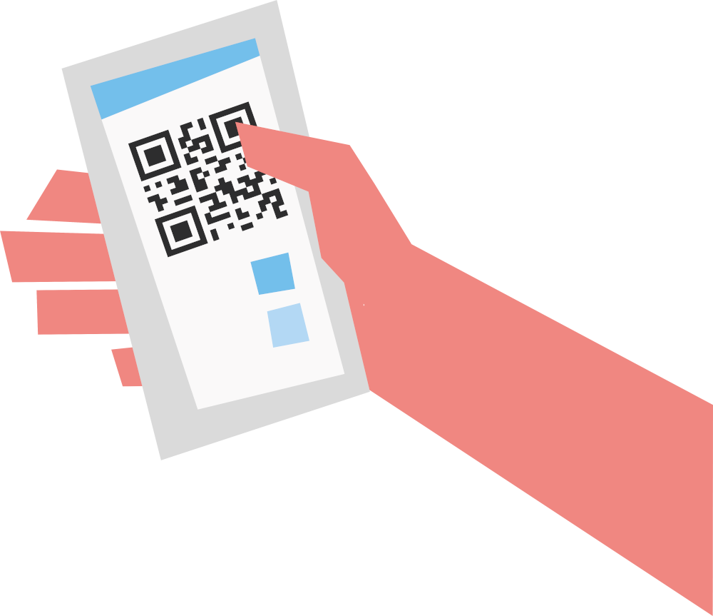 Mano che mostra un QR code su smartphone